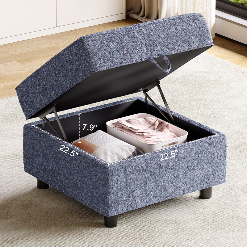 Repose-pieds modulaire rembourré avec rangement 26 po Sarino, Marine