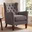 Chaise avec accoudoirs à dossier en corne capitonnée, coussin d'appoint avec coussin rembourré, poche latérale et pieds en bois massif (ensemble de 2)-469048755