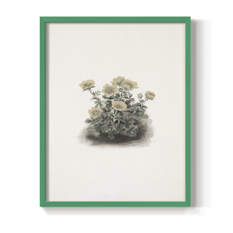 Impression florale rétro avec cadre CC - bois massif, Vert, H 30 po x l 24 po