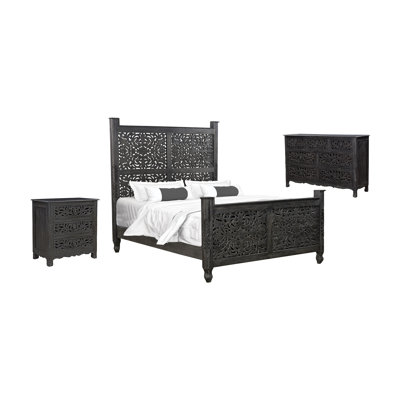 Harleen Solid Wood Piece Bedroom Set