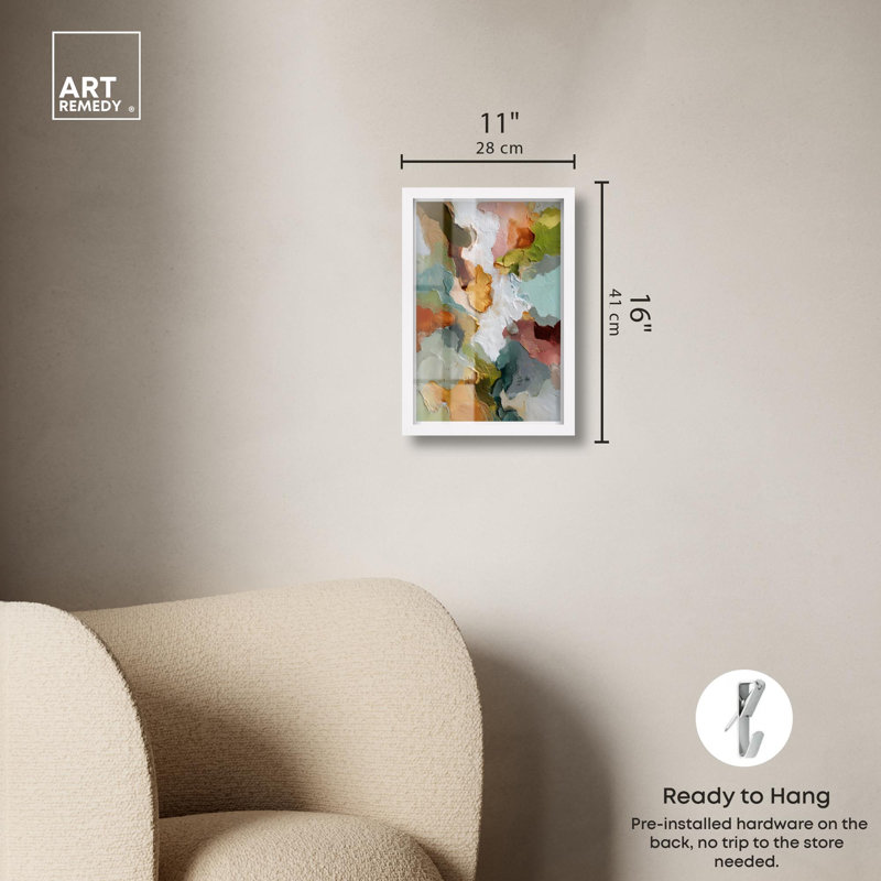 Décoration murale abstraite Earthen Flow III Shadowbox par Art Remedy, cadre blanc, 10 x 15, H 16 po x l 11 po, Cadre blanc