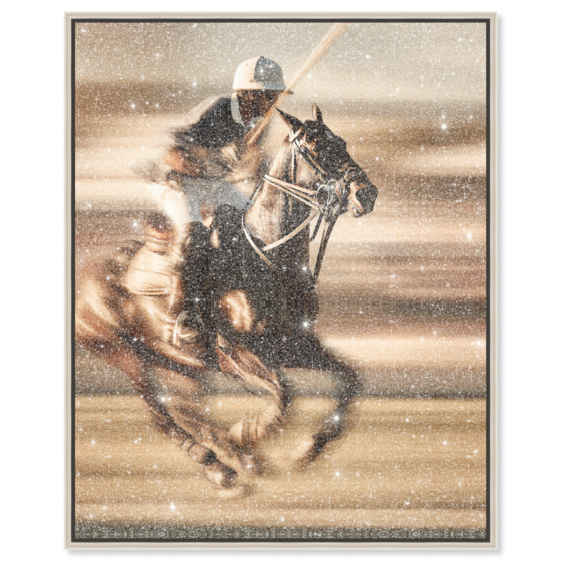 Streaking Steed Animals Canvas Print by Oliver Gal, Black Frame, 16 x 20, 17"H x 21"W, Silver Floater Frame