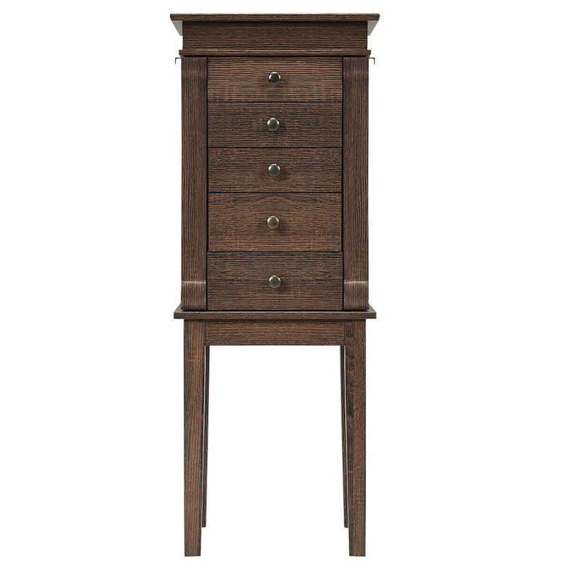 Armoire à bijoux autoportante avec miroir Ambriz, Brun