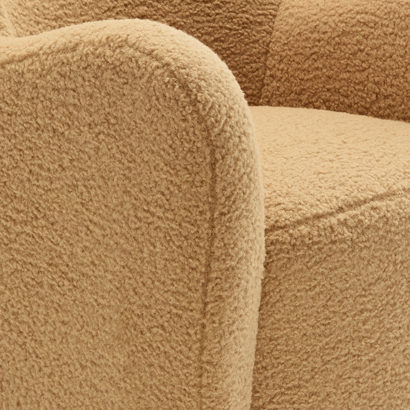 Fauteuil d'appoint pivotant en sherpa à oreilles Montrose, Mélange de polyester brun clair