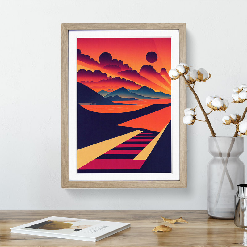 Breathtaking Sunset - Print, 66cm H x 48cm W x 2cm D, Oak Framed, White