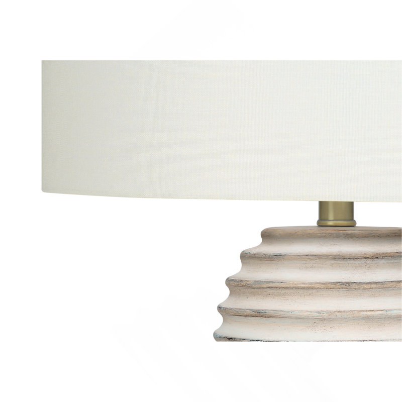 Lighting, H 28 po, lampe de table, résine crème, abat-jour ivoire / crème, transitionnel