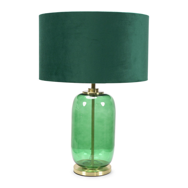 Anacristina Glass Table Lamp, Green, Green