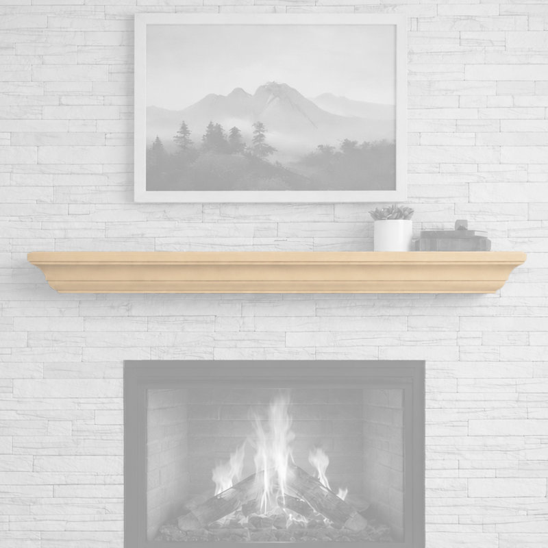 Colton Floating Wood Fireplace Mantel Shelf 72 in. - Crafted from Pine Wood - Traditional Design, 72" Length, Unfinished