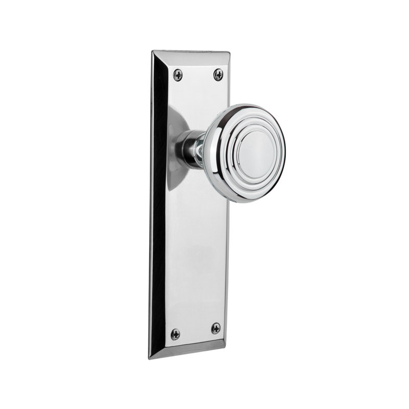 Plaque New avec plaque de porte décorative New York, Chrome brillant, 2 3/8