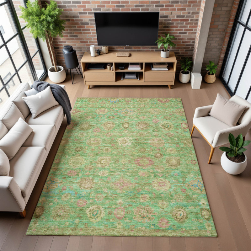 Premium Machine Washable Verlin AMF1770 Damask Rug, Rectangle 9' x 12'