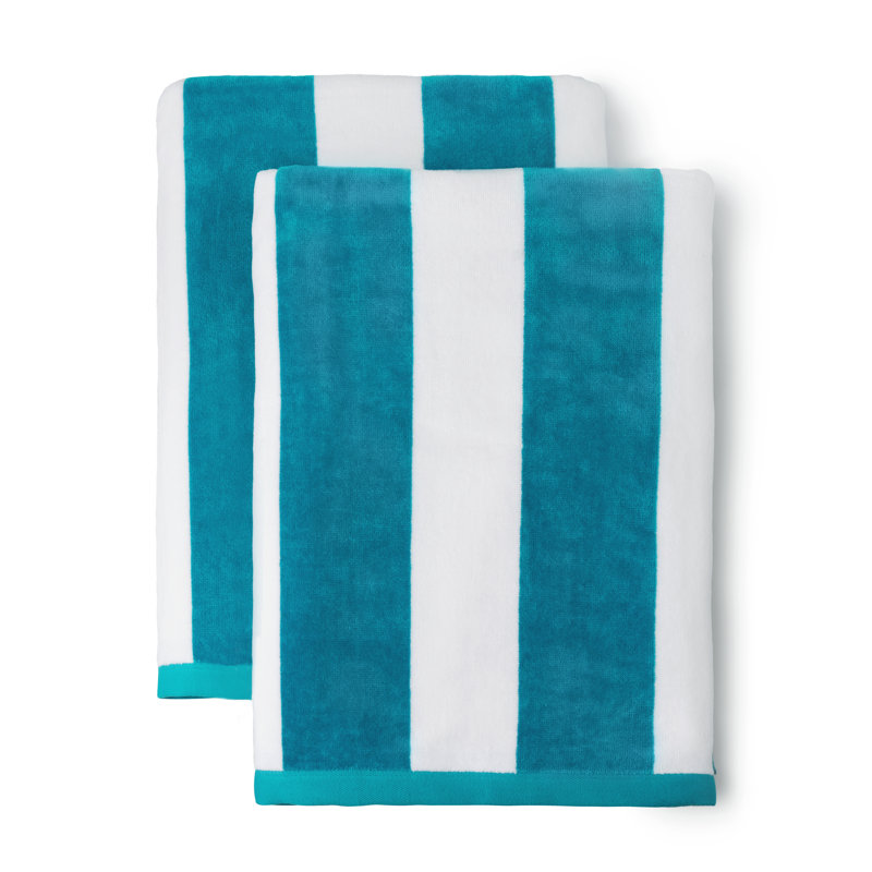Ensemble de serviettes de plage en coton turc 2 pièces Hayner, Turquoise intense