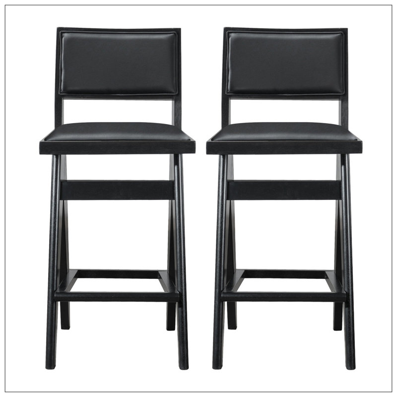 Tabouret de bar en polyuréthane noir (ensemble de 2)