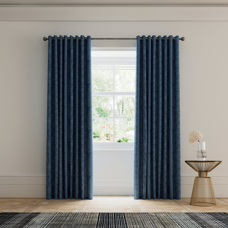 Silk Road Paisley Cotton Room Darkening No Curtain Header Type Curtain Pair, 66 W x 54 D cm