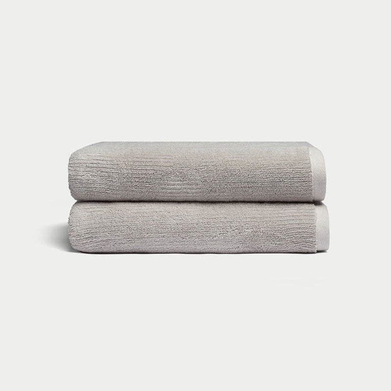 Ribbed Terry Bath Towels, Gray