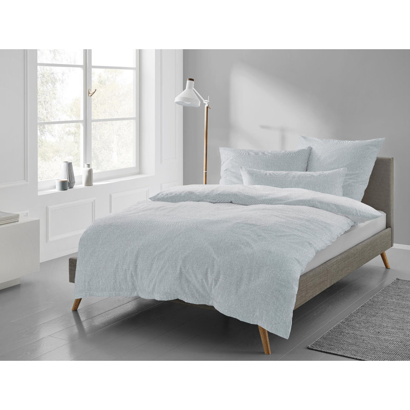 Carla Cotton 81 TC Duvet Cover Set, Silver, 220 x 240cm - 2 Pillowcases (80 x 80 cm)