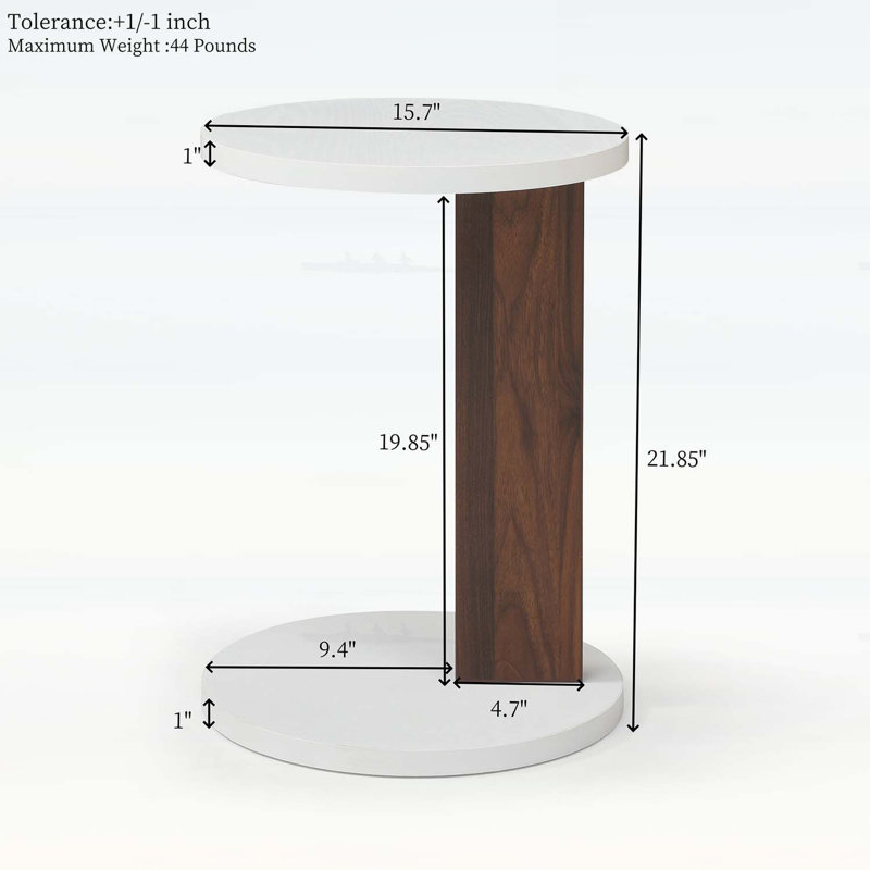 C-Shaped End Table with Wood Frame