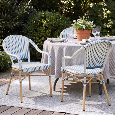 Chaises de salle à manger d'extérieur avec accoudoirs Altesa, chaises de patio de style bistro français avec rotin PE pour jardin