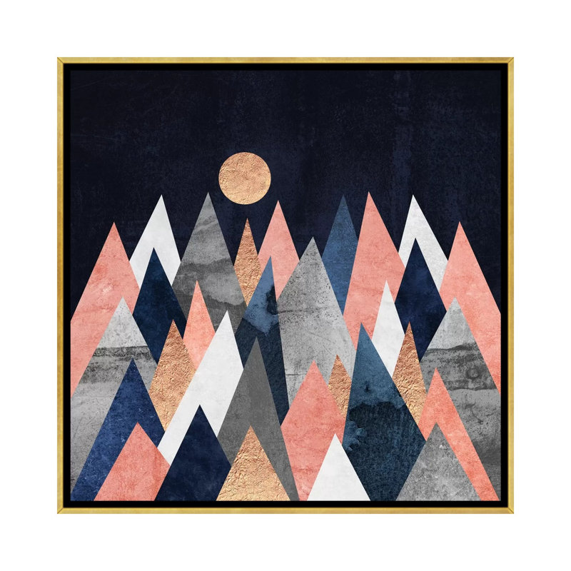« Gold Moon » par Elisabeth Fredriksson-impression d’art graphique, H 37 po x l 37 po x P 1,5 po, Toile encadrée d'or