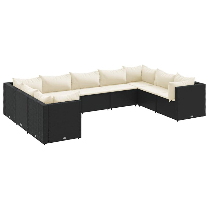  Ensemble de patio noir, blanc crème, Blanc, crème, Noir