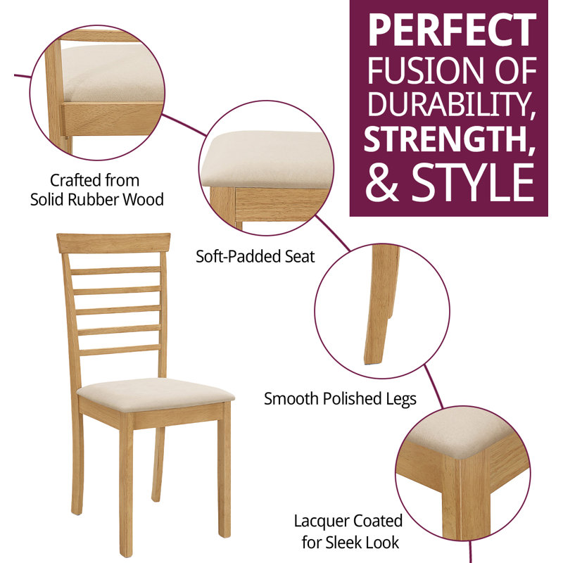Ahwahnee 43cm H Polyester Blend Upholstered Ladder Back Side Chair, White