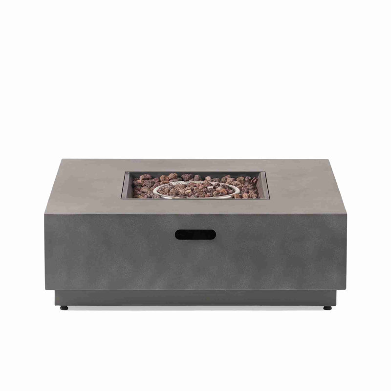 Square Iron Fire Pit-50 000 Btu(Tank Cover Not Included), Stone Gray