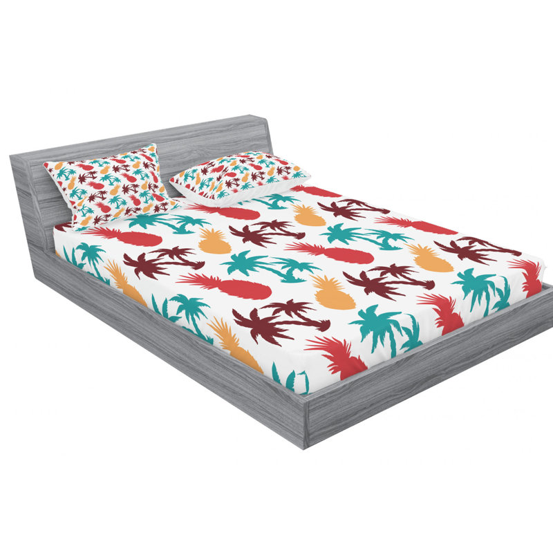 Pineapple Microfiber Sheet Set, Full Sheet Set with Fitted Sheet
