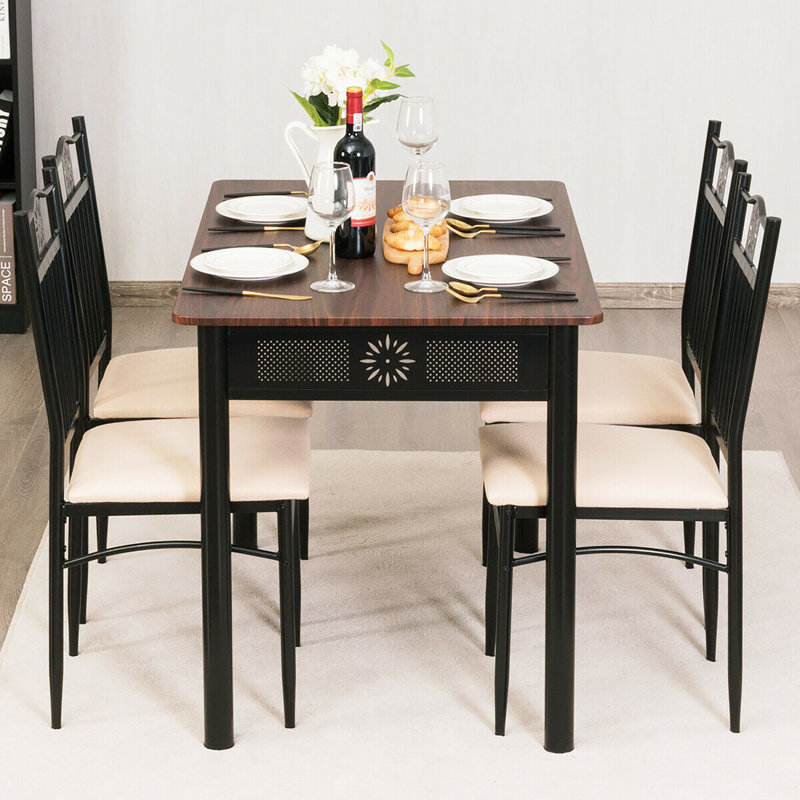Ensemble repas pour quatre personnes, Brun, Beige