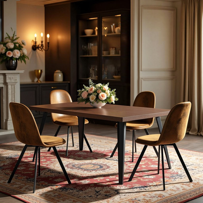 Ensemble de table pour la vie, table de style moderne classique de 63 po avec 4 chaises pivotantes multifonctionnelles pour le salon, la fête et le chat