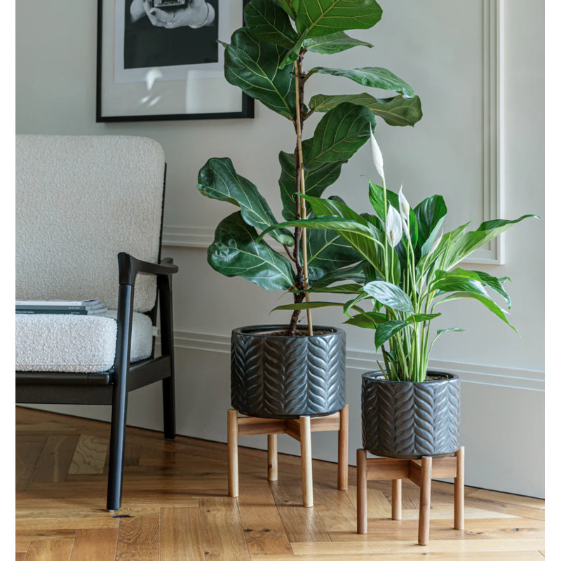 Aspen Chevron Mercury Planter H40cm D28cm