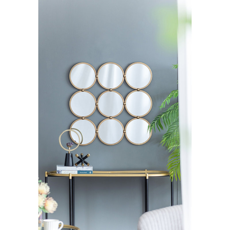Magnifique miroir décoratif 27,2 po pour chambre à coucher, salon et vestibule en fer minimaliste et lustre champagne captivant captivant, miroir, ton