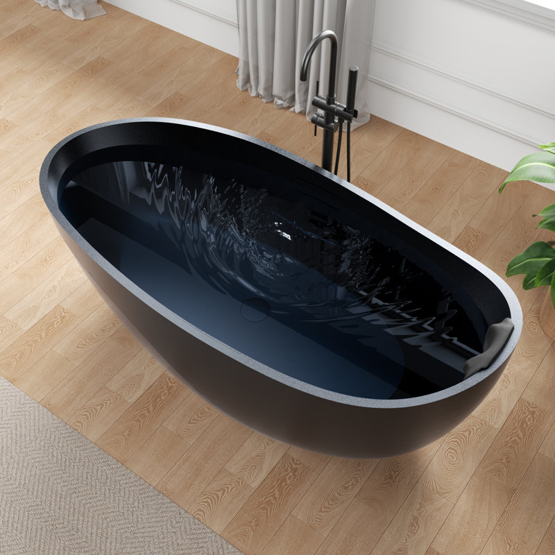 Baignoire de trempage autoportante à fond plat avec drain central 68 x 32 Kelut Series, Noir