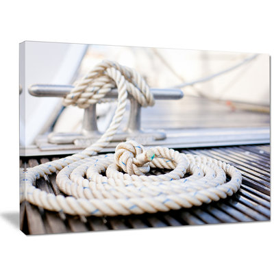 Nautical Canvas Wall Art, Mooring Rope Coastal Photography Print - White Nautical Mooring Rope