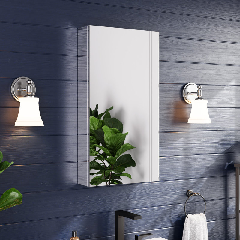 Recessed or Surface Mount Frameless Medicine Cabinet With Mirror and Adjustable Shelves, 30" H x 16" W