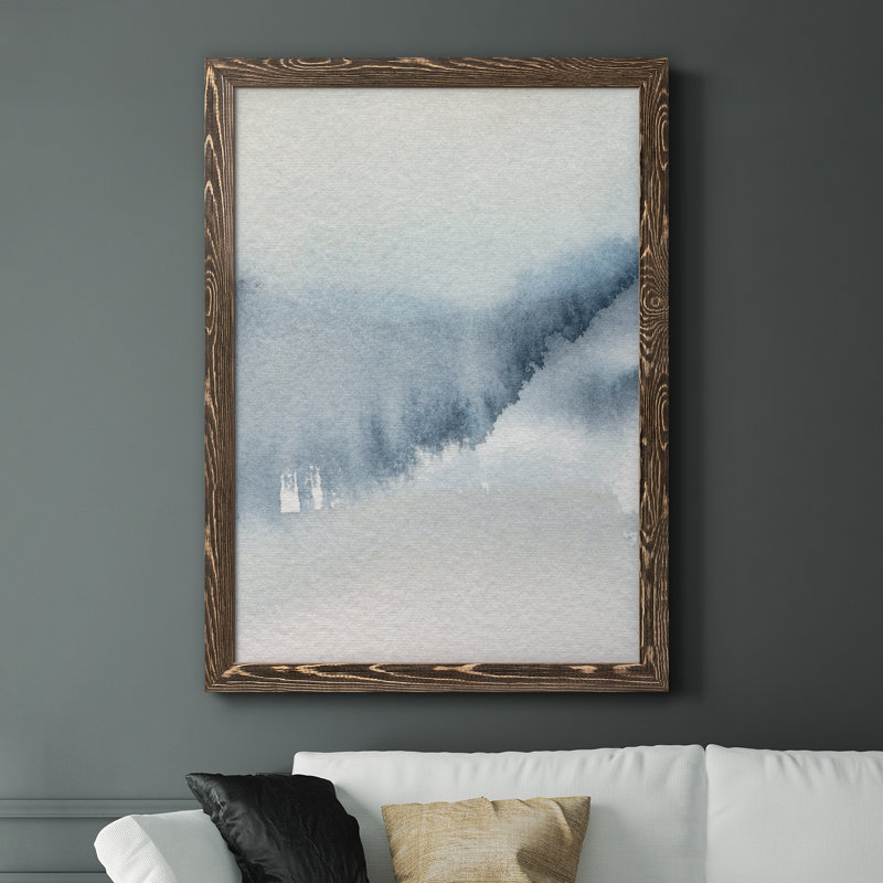 «Summer Rain II», peinture sur toile encadrée, H 44 po x l 31 po x P 1 po, Encadré de bois de noyer