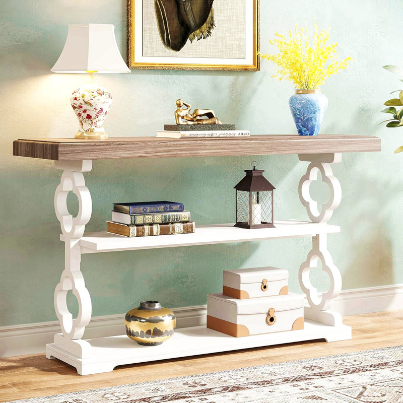Console de 55 po - Table de ferme avec 3 tablettes de rangement et table d'entrée