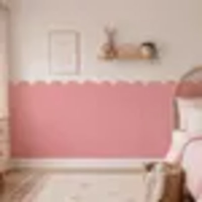 Décalcomanie murale festonnée, décalque de bordure murale rose, décalque de mur de chambre de bébé, bordure autocollante, décoration murale chambre de filles