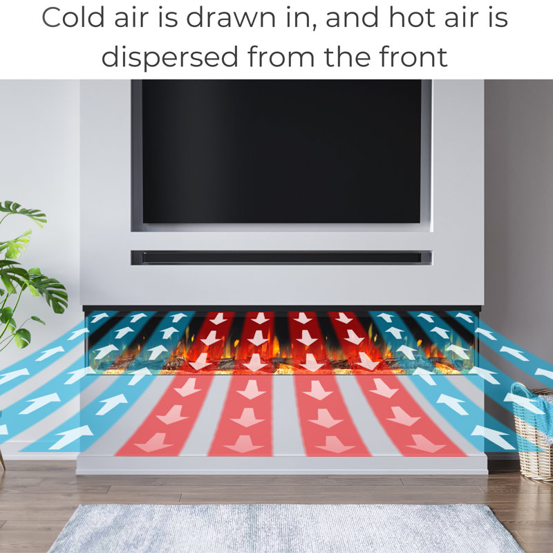 Vegas 72-Inch Wall Mounted Electric Fireplace | Venetian Stone | Fully Assembled | 3-Sided Panoramic Flame | Remote Control | Led Side Lights