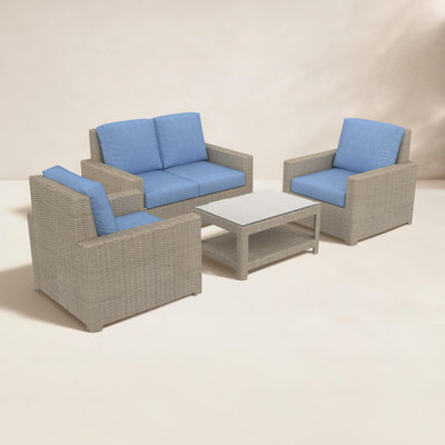 Henri Outdoor Patio Loveseat Conversation Set With Sunbrella Cushions
