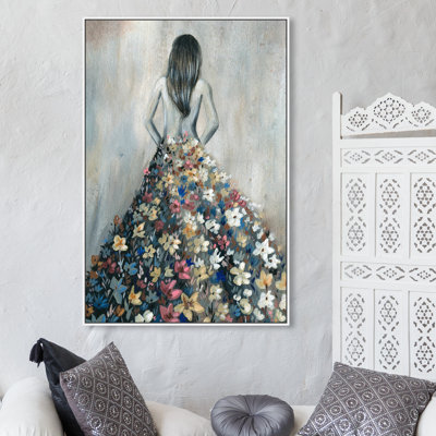«Girl with Flower pensts», reproduction d'impression sur toile