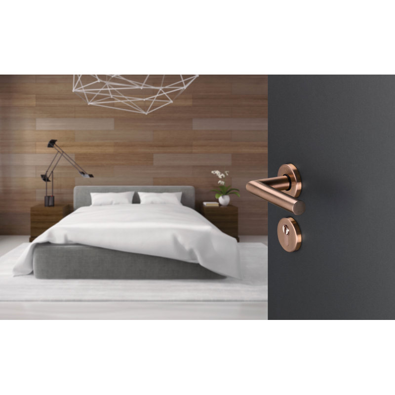 Keyed Right Hand Door Handle, Copper Satin