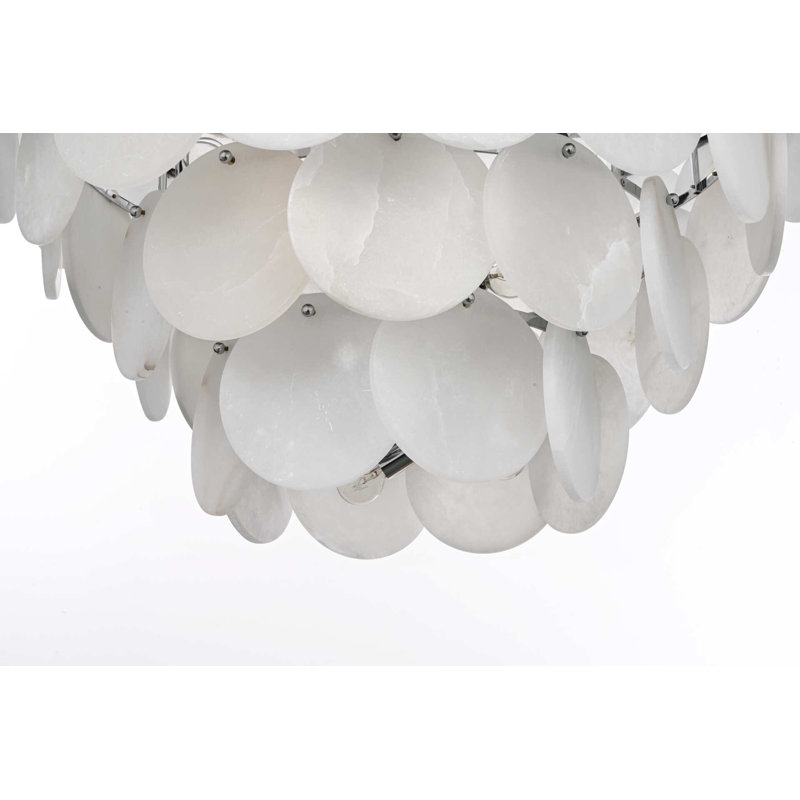 Charlotte 36 inch Alabaster Chandelier in Chrome, Chrome
