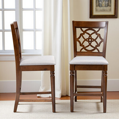 Privy Counter Height Pub Chair Set in Grey and Walnut, 42.24'' H X 18.33'' W X 19.77'' D