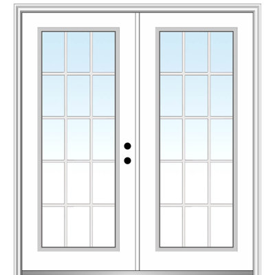Portes d'entrée intérieures pré-montées en fibre de verre apprêtée avec grilles internes