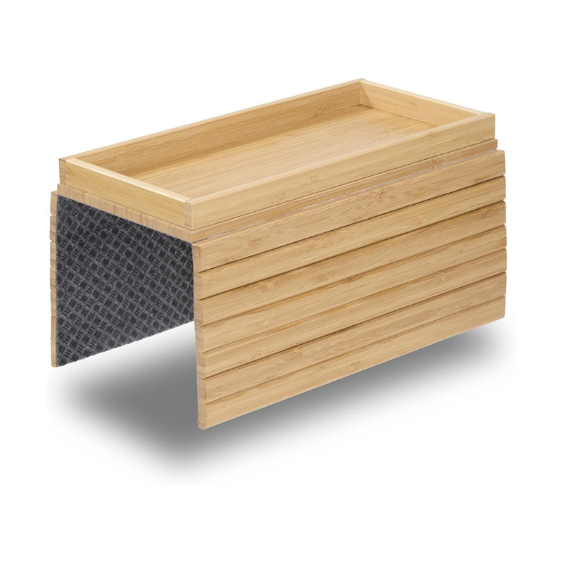 Couch Arm Tray with 12.4" x 5.4" Storage Box –  Non-Slip Felt Bottom, Fits Armrests 6" and Wider, Yellow