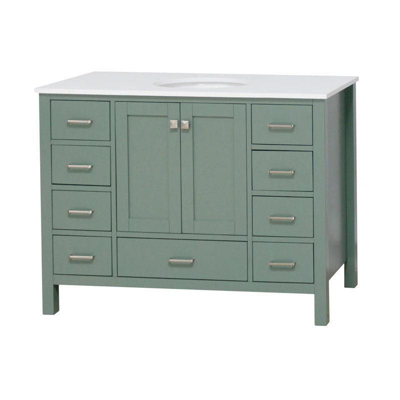 Ensemble de meuble-lavabo simple 48 po Claudett, Vert sauge, Blanc d'ingénierie