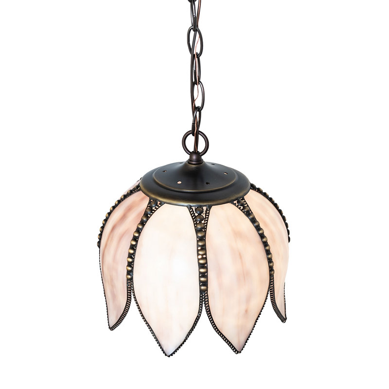 10" Wide Tulip Mini Pendant,  Beige/Brown