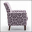 Fauteuil à motifs en mélange de polyester, structure en bois de bouleau massif avec pieds fuselés, fauteuil d'appoint rembourré en mousse pour le salon et le bureau