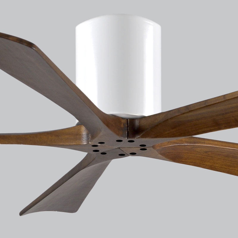 Ventilateur à pales encastré 5 pales Irene, Blanc brillant, 52", Ton noyer