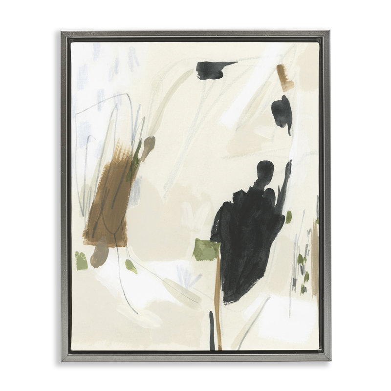 «Subdued Neutral Abstract Floater Canvas» par June Erica Vess, Cadre flottant gris lustré, H 31 po x l 21 po x P 1,7 po