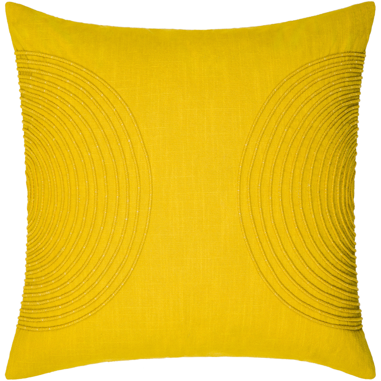 Rida Embroidered Cotton Throw Pillow, 22" x 22", Yellow, No Fill